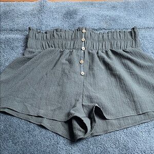 SHEIN High Waist Charcoal Buttoned Women's Shorts